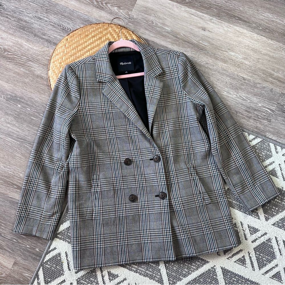 Madewell Caldwell Double-Breasted Blazer in Menswear Plaid women’s size M - Picture 2 of 7